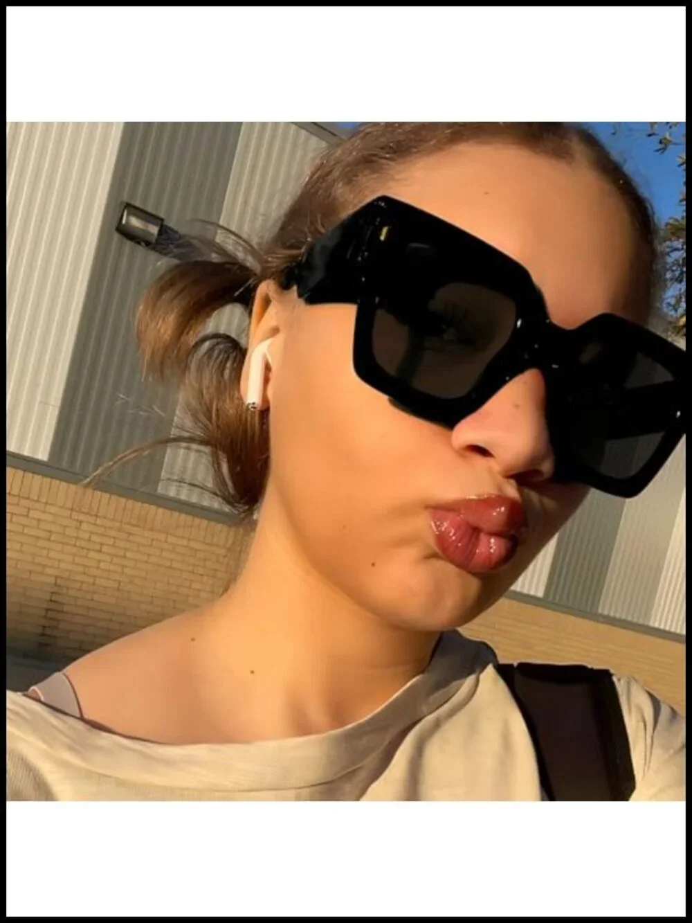 Oversized Sunglasses UV400 Protection Plastic Frame for Women